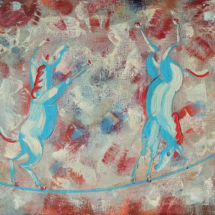 Horses on a rope